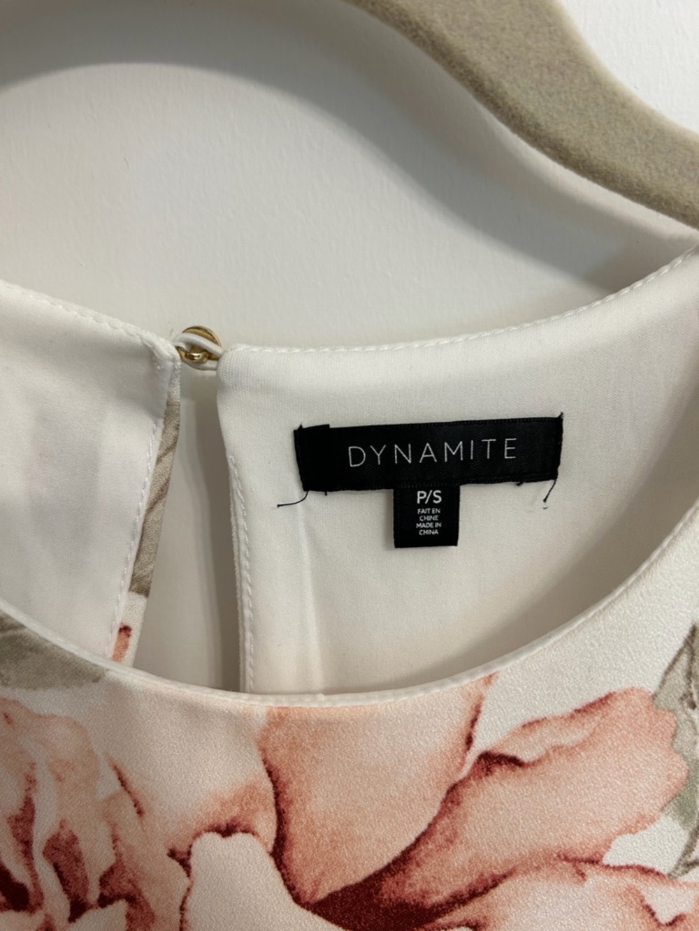 Dynamite White Floral Tank Top - Blush Pink Rose Print - Picture 3 of 6